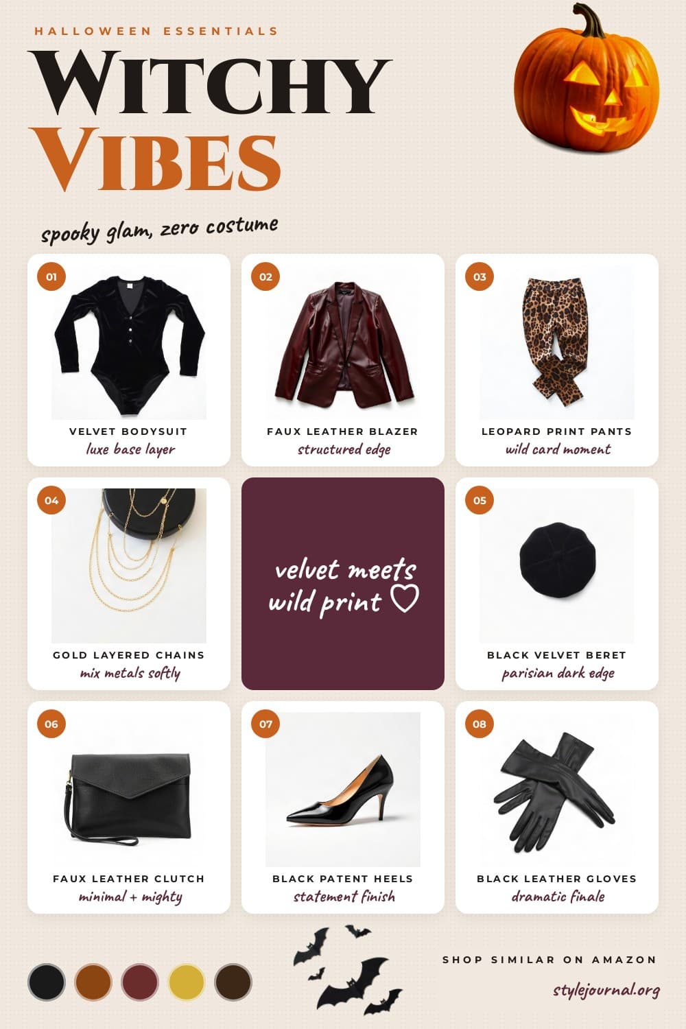 Halloween Party Outfit | Leopard & Burgundy Velvet Night-Out Look